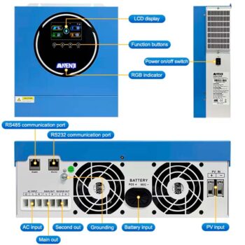 ANENJI 4.2KW Dual output Hybrid Solar Inverter 24V 120A MPPT Wi-Fi