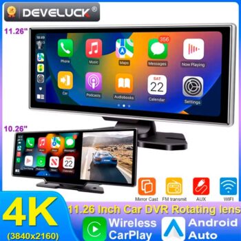 10/11.26 inch Dash Cam 4K Car DVR Wireless Carplay & Android Auto GPS