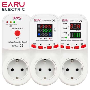 EARU 16A Refrigerator Protector Socket Plug Over Under Current Voltage