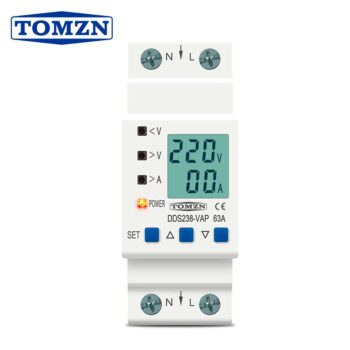 Din Rail Adjustable Over Under Voltage Protective Device Protector Current 63A 80A 110V 230V